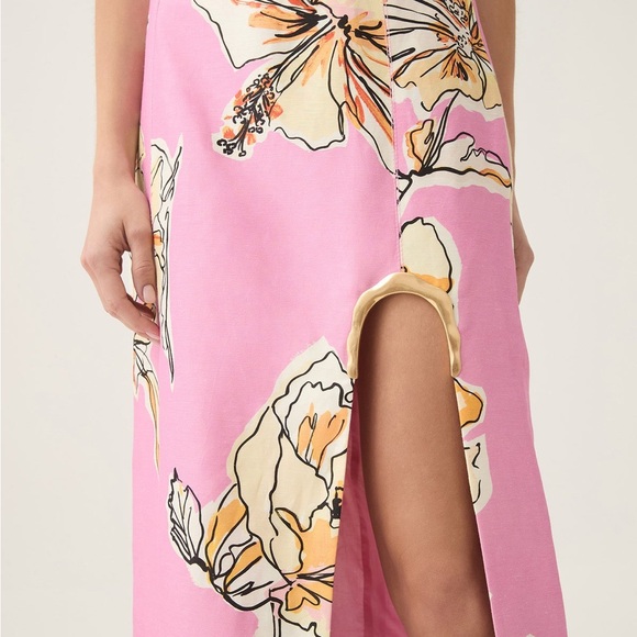 Aje Floral Pink Maxi Skirt with Side Slit - Picture 3 of 5